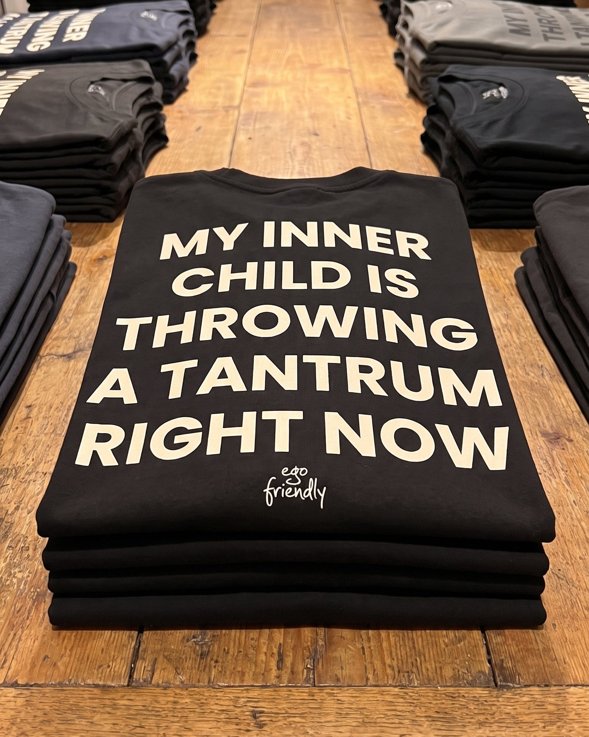 My Inner Child Is Throwing A Tantrum Right Now Back Print Tee | Funny Therapy Shirt (Black)