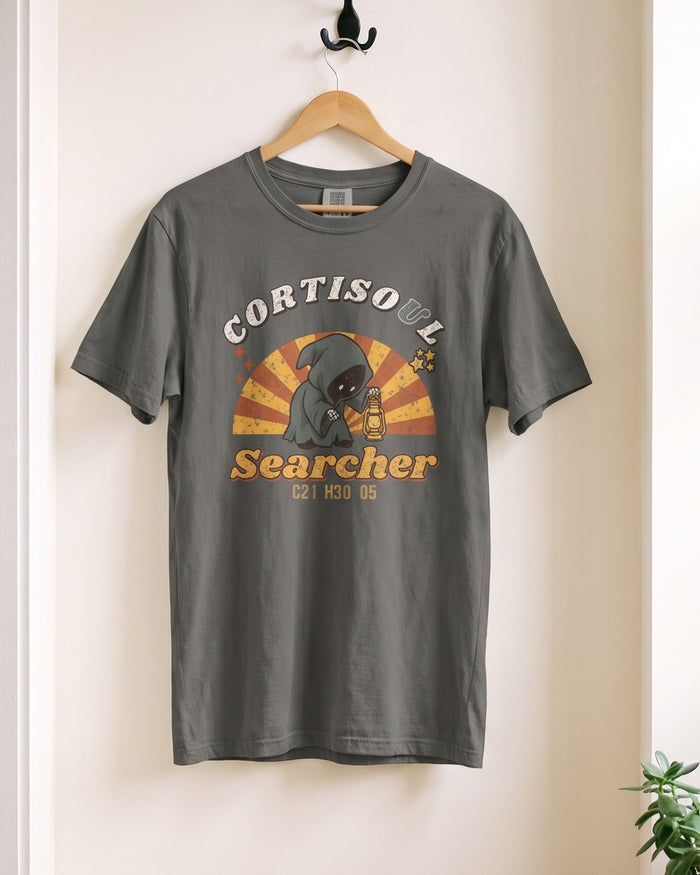 Cortisol Searcher tee, on a hanger